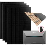 Anker Balkonkraftwerk Solix 1760W Photovoltaikanlage Komplettset mit Solarbank E2700 3 Pro, Monokristallin, (Set, 4*440W Solarmodule + Anker Solarbank 3 Pro + ohne/mit Halterung), mit Smart Zähler, IP65, Plug und Play schwarz