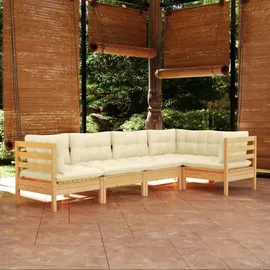vidaXL Garten-Lounge-Set 5-tlg. creme Kiefernholz