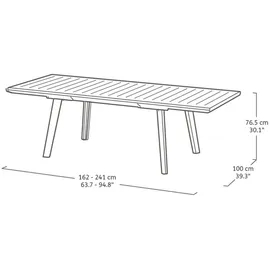 KETER - Tisch aus Polypropylen 160x90x75 weiß/cappuccino