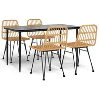 5-tlg. Garten-Essgruppe Poly Rattan - Braun/Schwarz
