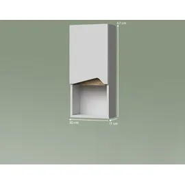 livinity® Badschrank, Weiß, 30 x 67 cm mit Tür und offenem Fach