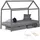 Homestyle4u Hausbett 90 x 200 cm Kiefer grau