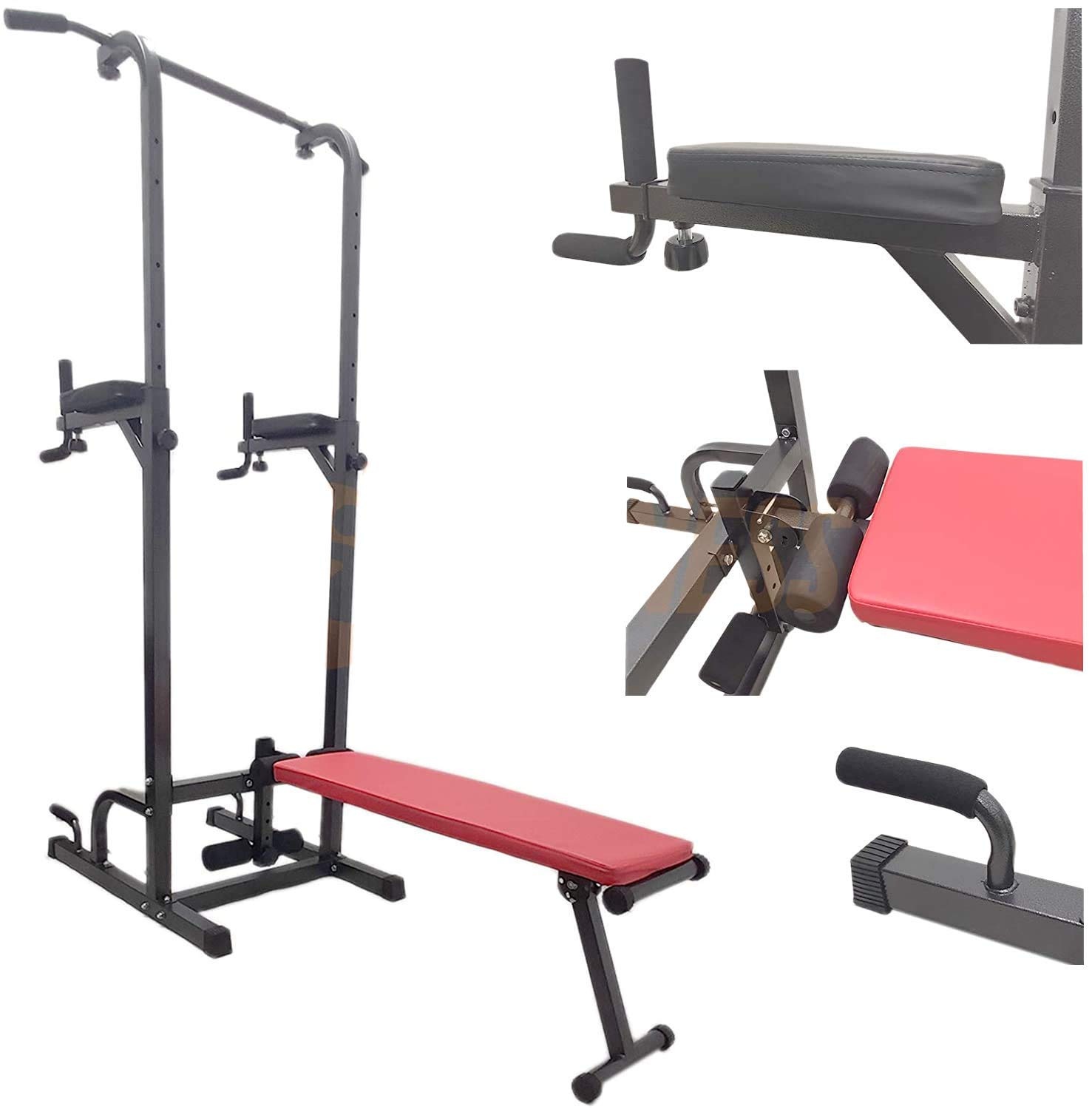 FFITNESS FLMD2163 Power Tower Dip Bar mit Klimmzugstange Trainingsstation Chin Up Sit Up Paar parallele Multifunktionale Ausrüstung Home Gym Fitness Zuhause