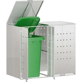 vidaXL Wagenmüllbehälter 2 Behälter 136 l Silber