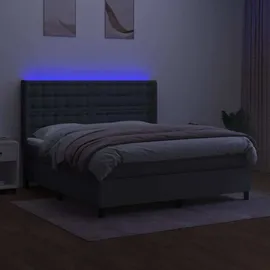 vidaXL Boxspringbett mit Matratze & LED Dunkelgrau 180x200 cm Stoff
