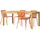 Tikamoon Teo - Gartenmöbel Set aus massivem Teak und orangefarbenem Metall 4 Stühle