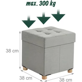 Relaxdays Hocker mit Stauraum Polyester 38 x 38 x 38 cm Grau