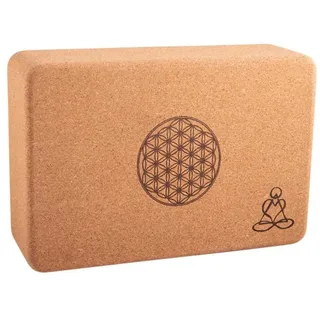 Berk Yogablock aus Kork, klein mit Blume des Lebens und Mandala