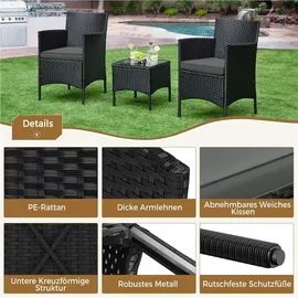 Yaheetech Gartenmöbel Set 4-tlg. Schwarz/Grau