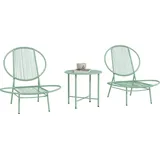 Outsunny Bistro-Set 3-teilig aus Stahl Wetterfest Gartenmöbel Set mit Bistrotisch Ergonomische Muschelförmige Gartenstühlen Grün