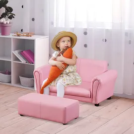 Homcom Kindersofa mit Hocker rosa