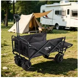 Angel Living Bollerwagen Faltbar 350L mit Tragkraft bis 150 KG, Klappbarer Handwagen (1-tlg), leicht, platzsparend und stabil für Camping, Garten und Einkäufe schwarz