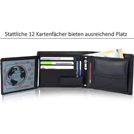 Frentree Frentree® Herren Geldbörse aus weichem Nappa Leder mit RFID Schutz, 12 Kartenfächer, Querformat, Schwarz