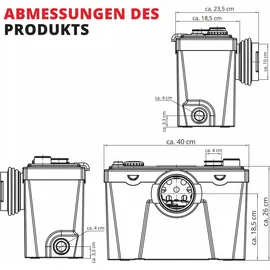 Grafner WC Hebeanlage mit Schneidwerk/Zerkleinerer Fäkalienhebeanlage Abwasserpumpe