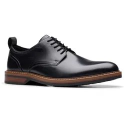Schnürschuh CLARKS "Alwin Lace", Herren, Gr. 44,5, schwarz, Leder, elegant, Schuhe, Business Schnürschuh mit Anziehlasche