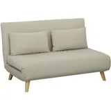 Homcom 3 in 1 Schlafsofa 130 x 78 cm Sofa mit Bettfunktion, Klappbar Couch mit Lendenkissen, Samtoptik, Verstellbarer Rückenlehne für Wohnzimmer, Beige