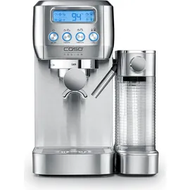CASO Design Espresso Gourmet Latte Siebträgermaschine silber mit integriertem Milchbehälter