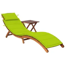 vidaXL Sonnenliege 1 St. mit Tisch und Auflage Massivholz Akazie Hellgrün