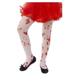 Horror-Shop Zombie-Kostüm Kinder Strumpfhose Blutspritzer für Halloween Verk rot|weiß
