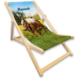 Unikatolo Liegestuhl | Pferd | mit Name, Strandstuhl, Geschenkidee Männer Frauen, Geburtstag personalisiert Reiterin Reiterhof Haflinger Gartenstuhl Sonnenliege