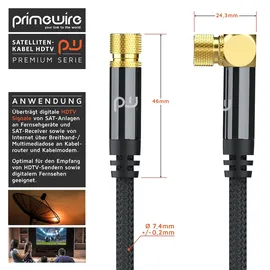 Primewire HDTV Satellitenkabel gewinkelt mit Braiding - 75 Ohm - 1 m