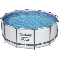 BESTWAY Steel Pro Max Frame Pool Set 366 x 122 cm lichtgrau inkl. Filterpumpe