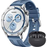 46 mm Silber Gewebe-Armband Blau + Freebuds 5i