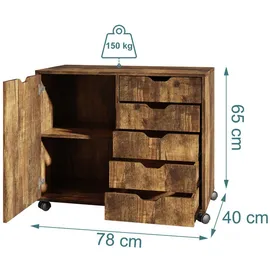 Relaxdays Rollcontainer 65 x 78 x 40 cm braun