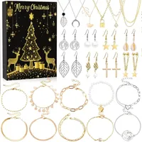 Schmuck Adventskalender 2025 für Mädchen, Weihnachten Countdown Kalender 24 Überraschungen mit Anhänger Halskette Ring, Charm Weihnachten Urlaub Ornament Geschenke für Teenager Kinder Frauen (B)