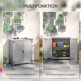 Outsunny Gartenschrank 79 x 43 x 92 cm Grau