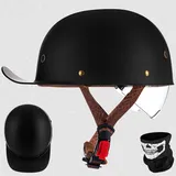 GKCEGHKS Frauen Mofa Helm Chopper Helm Halbschale Roller-Helm Mit Fahrradbrille Fahrradvisier Halbhelme Motorradhelm Cruiser Chopper Scooter Helm Mit ECE Genehmigt FüR Erwachsene Herren Damen