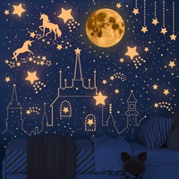 Leuchtende Sterne für Kinderzimmer Deko, Leuchtsterne Kinderzimmer,Leuchtsterne Selbstklebend Wandsticker, Perfekt für Kinder Kindergarten Schlafzimmer Wohnzimmer (Rosa)