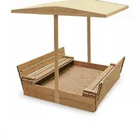 QLS Sandkasten aus Holz mit Sitzbank Dach Sandbox 150x150