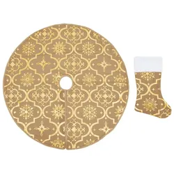 vidaXL Luxus-Weihnachtsbaumdecke mit Socke Gelb 150 cm Stoff
