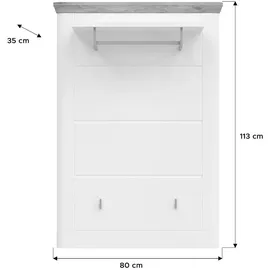 inn.furn Garderobenpaneel weiß Eiche, 79 cm, Garderobe, Garderobenpaneele, Garderobenpaneele