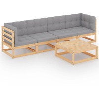 vidaXL 5-tlg. Garten-Lounge-Set mit Kissen Kiefer Massivholz