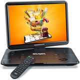 SUNPIN 17.9" Tragbarer DVD Player mit 15,6 Zoll HD Schwenkbaren Bildschirm, Stereo-Lautsprecher&Dual-Kopfhörer-Buchse, 6 Stunden aufladbare Batterie, Unterstützung Sync TV/USB/SD-Karte, Schwarz