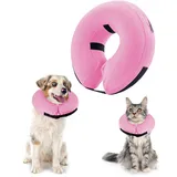 panemy Aufblasbare Halskrause Hund & Halskrause Katze, Halskrause Hund mit Verstellbarem Klettverschluss, Hunde Halskrause für Operationen oder Wundheilung, Anti-Beißen, Anti-Lecken (Rosa, L)