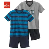 AUTHENTIC LE JOGGER Pyjama in türkis-gestreift, grau-meliert | Gr.: 110/116