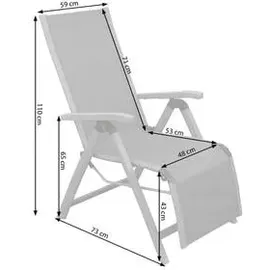 Dehner Relaxsessel Colmar Gartenstuhl 110 x 59 x 73 cm grau klappbar