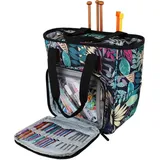 LuxusKollektion Nähkorb Häkeltasche Garnaufbewahrung Häkelnadeln Baue Blätter Medium Size bunt