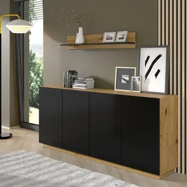 petits-meubles Sideboard 198 x 89 cm Schwarz