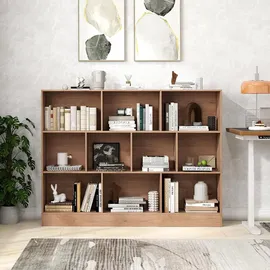 Costway Bücherregal 10 Fächer 140 x 24 x 104 cm Beige