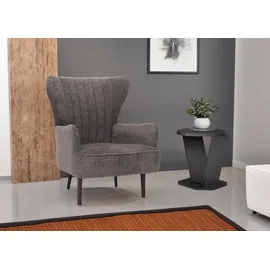 Mendler Lounge-Sessel HWC-K37 Chenille 75 x 80 x 75 cm dunkelgrau mit Kissen