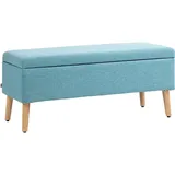 Homcom Sitzbank mit Stauraum Leinenoptik, Sitztruhe mit Holzbeine, Truhenbank für Wohnzimmer Schlafzimmer Flur 110 x 39 x 45 cm,