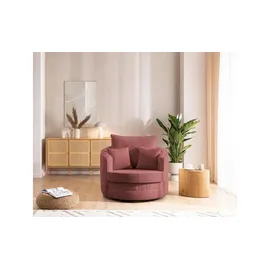 S-Style Drehsessel Ted Cord 107 x 94 x 0 cm Rot mit Kissen