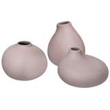 BLOMUS NONA 3er Set Porzellan Vase, 3 Formen, Blumenvase, Dekovase, Tischvase, Farbe Bark, Material Porzellan (66225)
