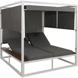 MCW Aluminium Lounge-Gartenliege MCW-M63b, XL Sonnenliege Bali-Liege Daybed, 10cm-Polster ~ weiß Polster grau