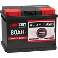 LANGZEIT AGM Batterie 80Ah 12V Solarbatterie Wohnmobil Batterie Bootsbatterie Mover Deep Cycle AGM zyklenfest wartungsfrei ersetzt 70Ah 75Ah