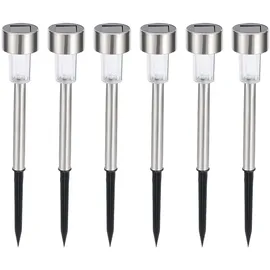 casativo-lighting Wegeleuchte Solar 10,0 cm 6er Set mit Erdspiess Dämmerungssensor Silber